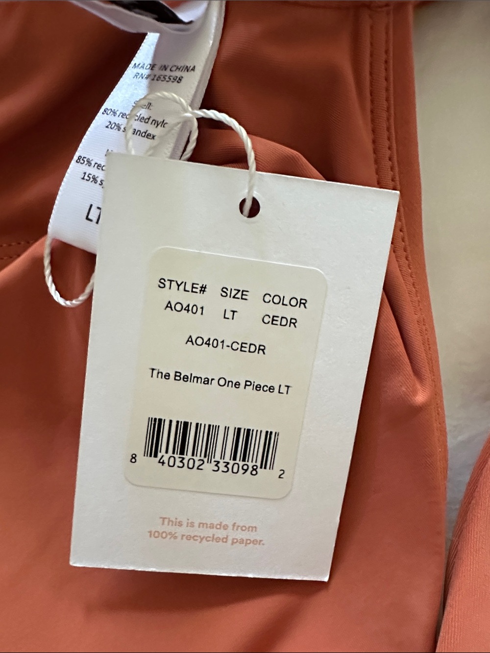Andie V-Neck One-Piece Swimsuit in Rust - Picture 5 of 6